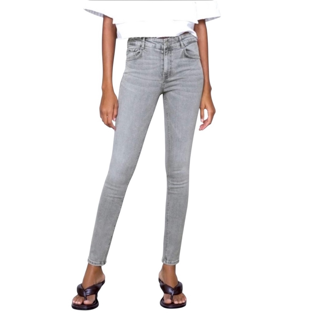 Zara The ’80s Skinny Jeans in Pearl Gray SZ 6